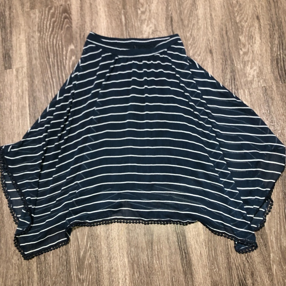 Abercrombie Kids S(10) Navy Blue White Striped Handkerchief Skirt